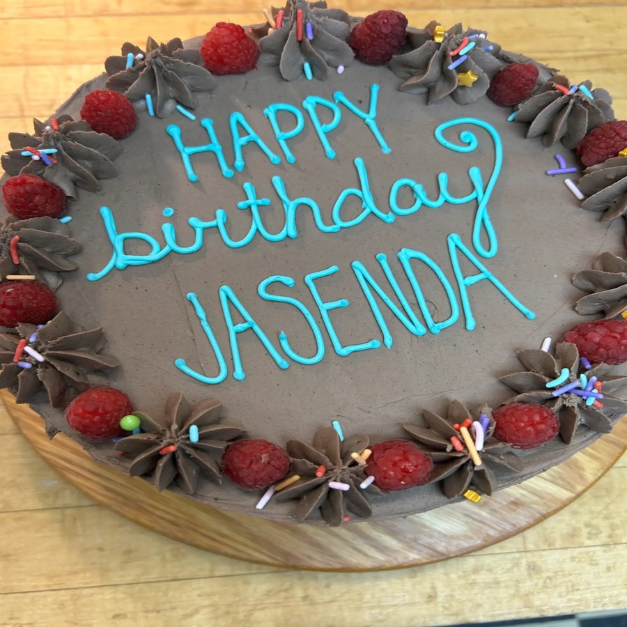 Raspberry birthday cake